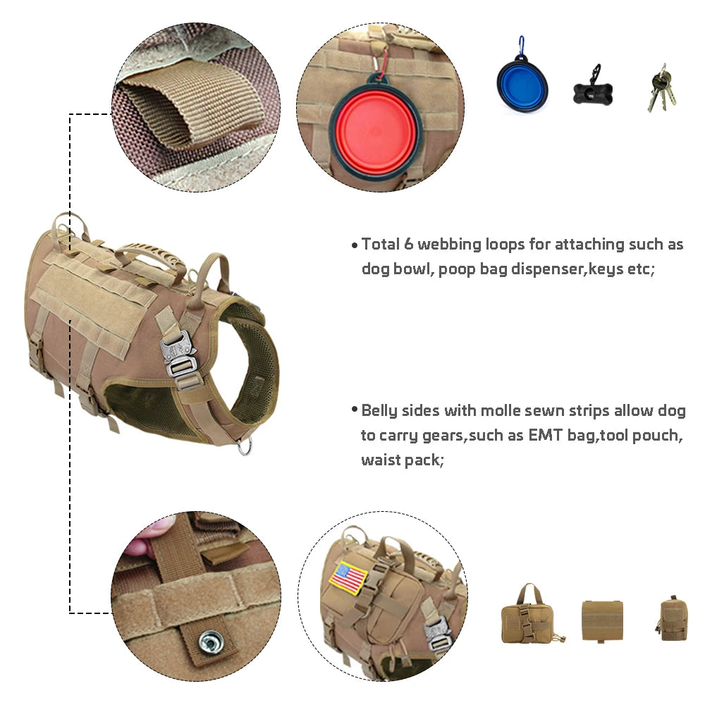Pro Tactical Molle Harness – Ultimate Control & Military Style 🐶💪💛