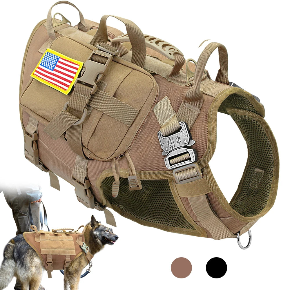 Pro Tactical Molle Harness – Ultimate Control & Military Style 🐶💪💛