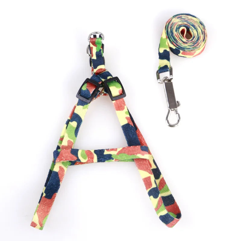 Ensemble Harnais & Laisse Coloré – Style & Douceur pour Chiots 🐶🎀💛