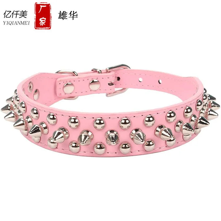 Punk Spiked Leather Collar – Rebel Style & Comfort 🐶💛