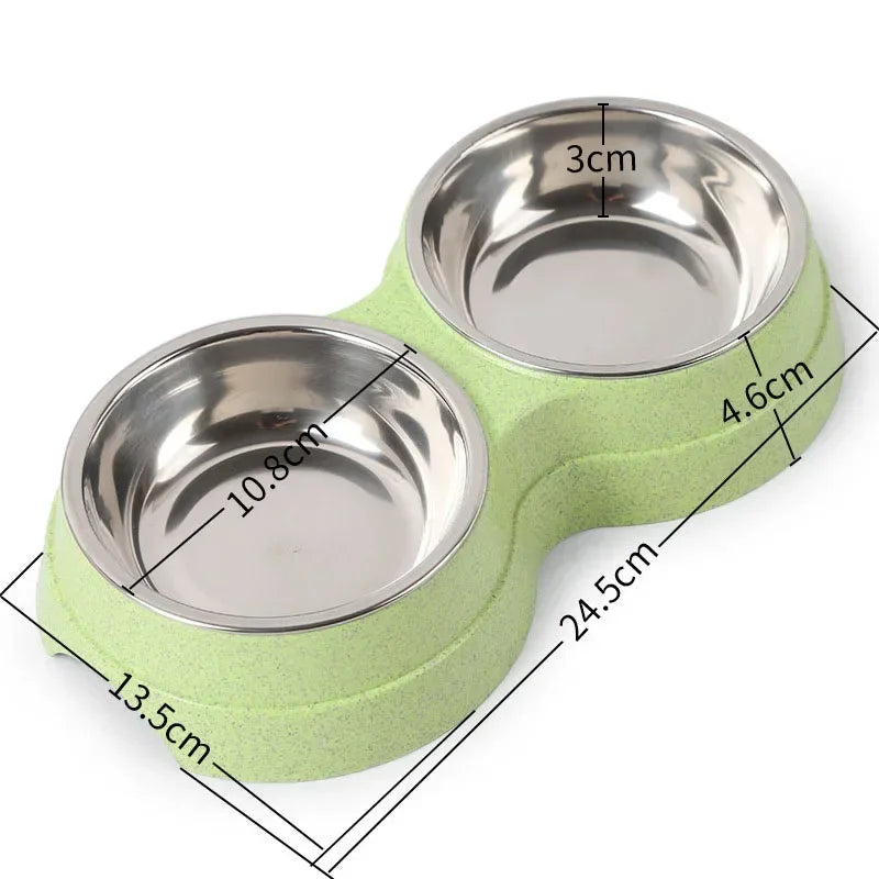Double Stainless Steel Bowl – Meal & Water with Ease 🥣💧🐶💛