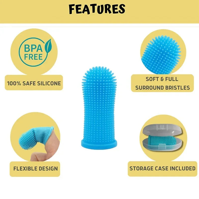 Brosse à Dents Doigt 360° – Nettoyage Doux & Haleine Fraîche 🐶💛