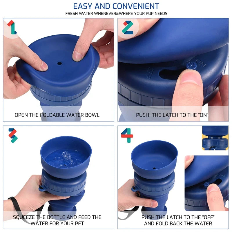500ml Leakproof Foldable Bottle – Easy Hydration 🐶💧