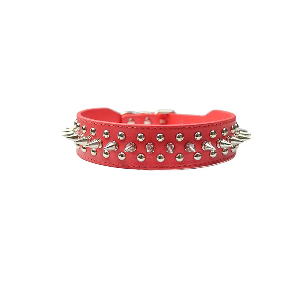 Punk Spiked Leather Collar – Rebel Style & Comfort 🐶💛