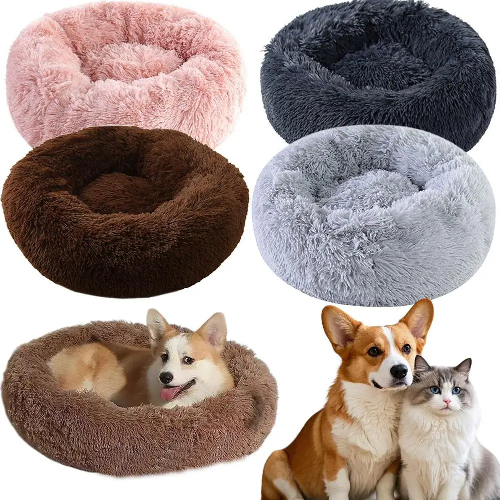 Ultra-Soft Calming Donut Bed – Anti-Stress Comfort & Cozy Warmth 🐶💛