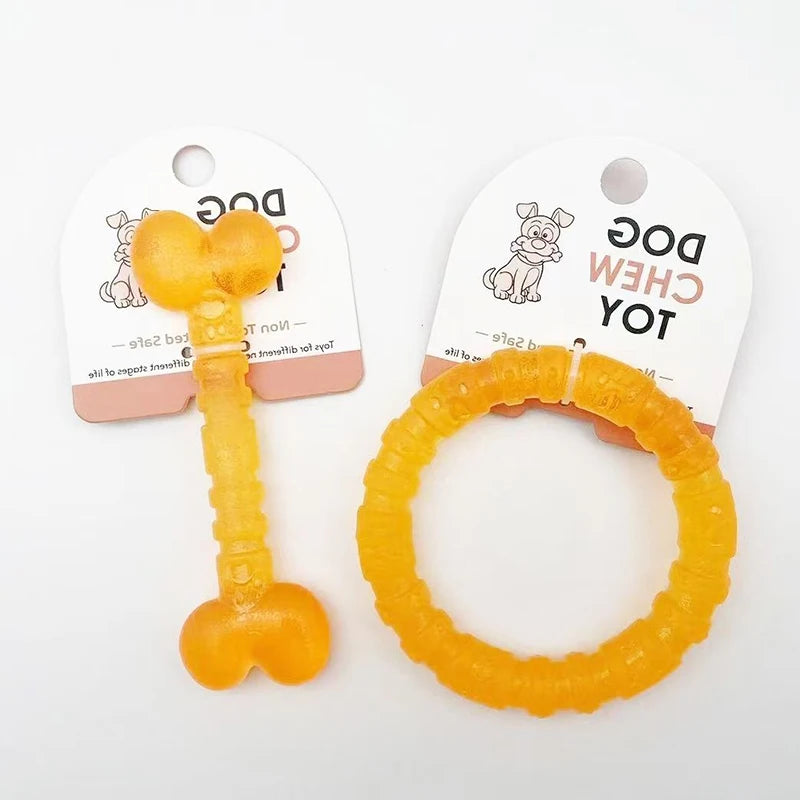 Dental Duo Toys – Bone & Anti-Boredom Ring 🦴🔵🐶💛