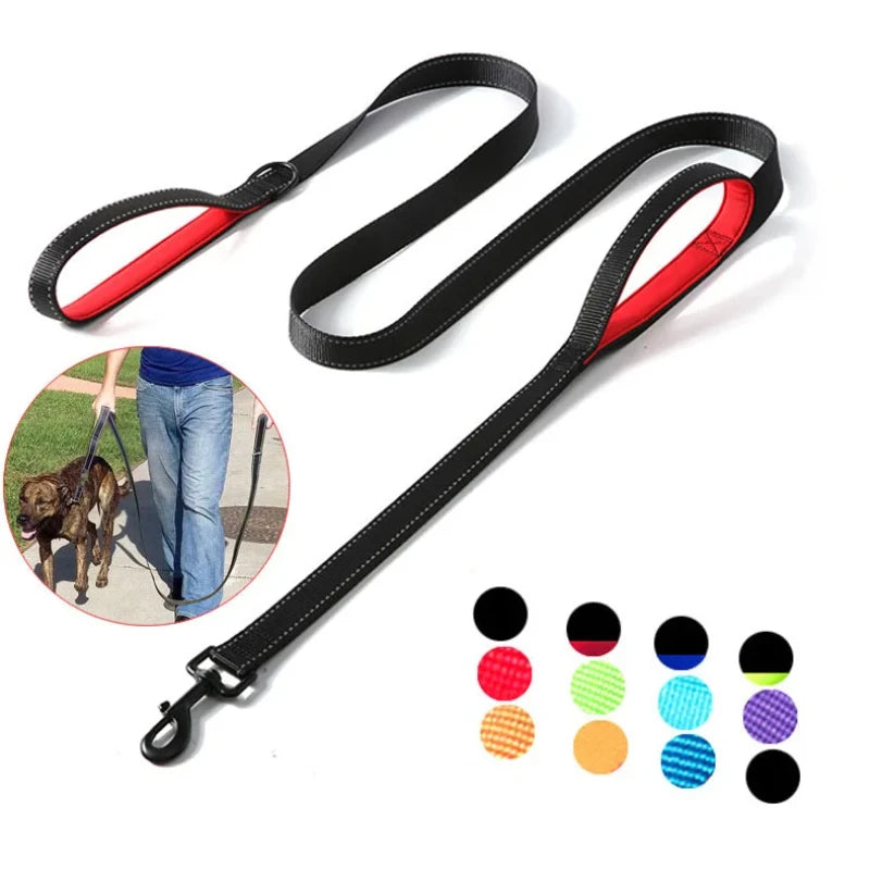 Laisse Double Poignée – Contrôle Total & Sécurité Avancée 🐶🛑💛