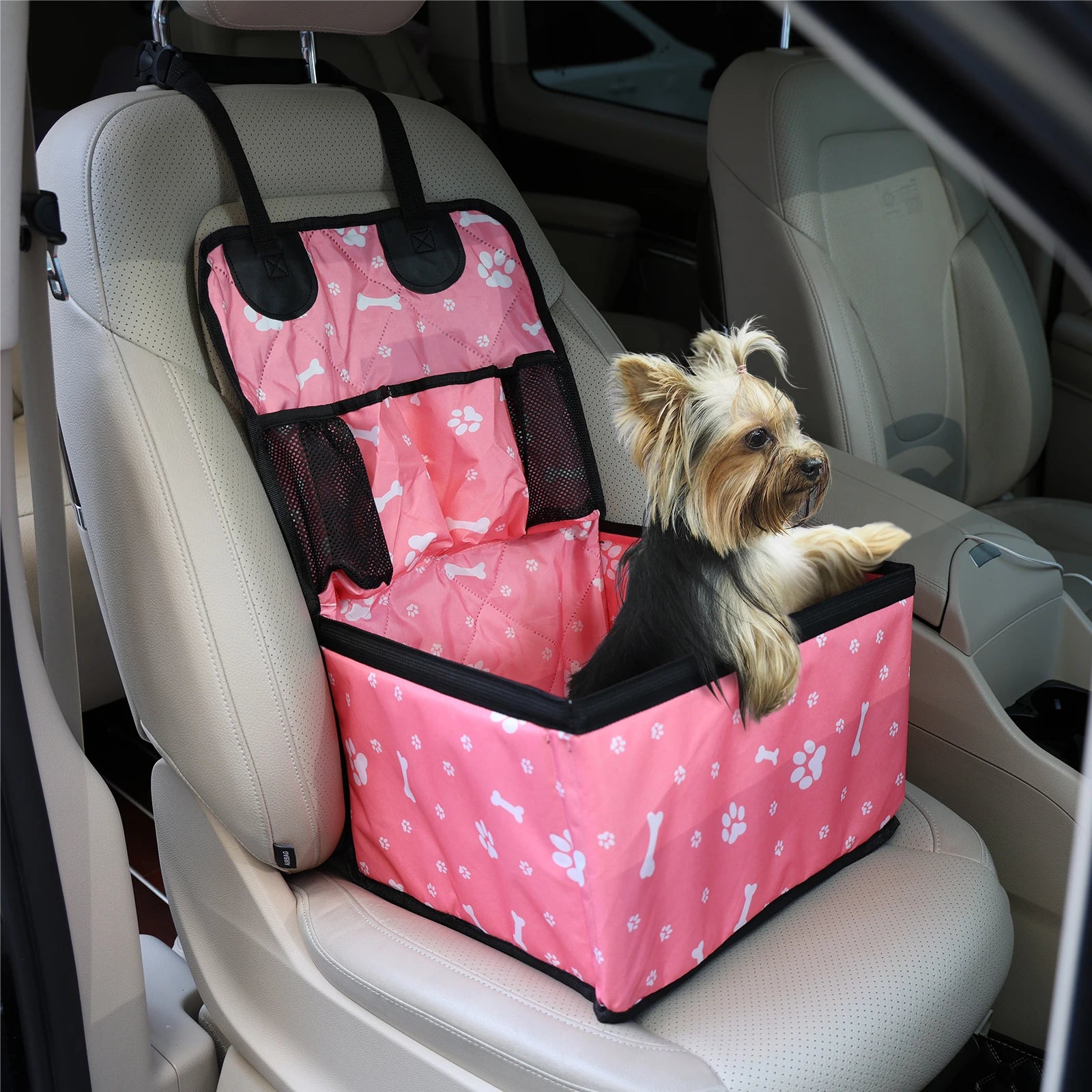 Comfort+ Car Seat for Dogs – Secure, Non-Slip & With Storage 🚗🐶💛
