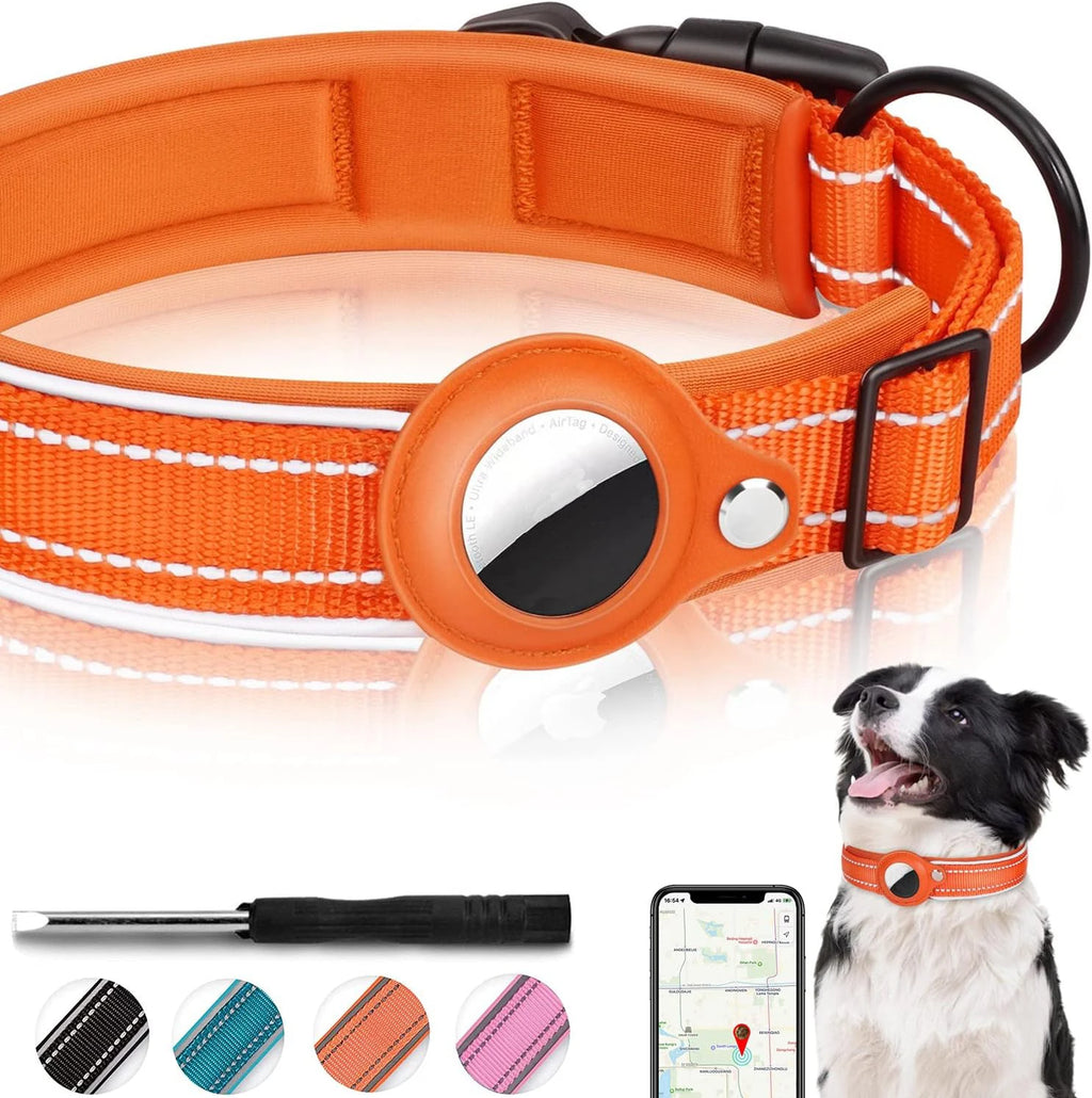 Collier AirTag Sécurisé Réfléchissant – Suivi & Protection Totale 🐶💛