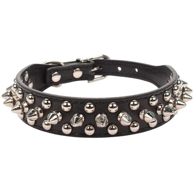 Punk Spiked Leather Collar – Rebel Style & Comfort 🐶💛