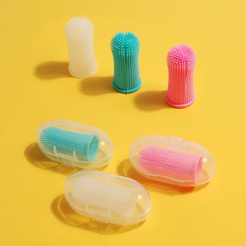 Brosse à Dents Doigt 360° – Nettoyage Doux & Haleine Fraîche 🐶💛
