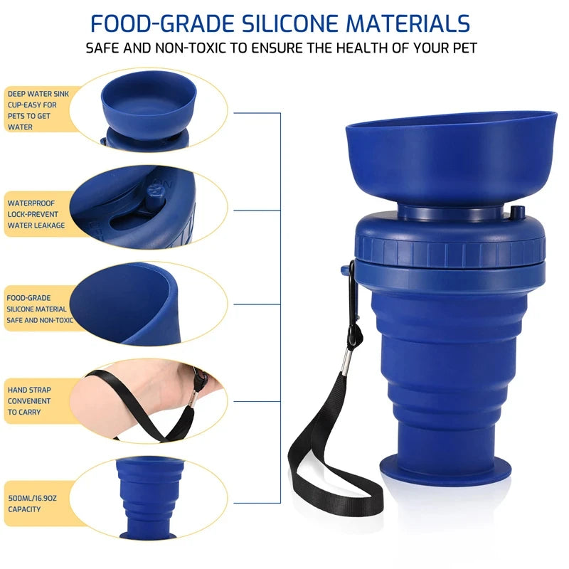 500ml Leakproof Foldable Bottle – Easy Hydration 🐶💧