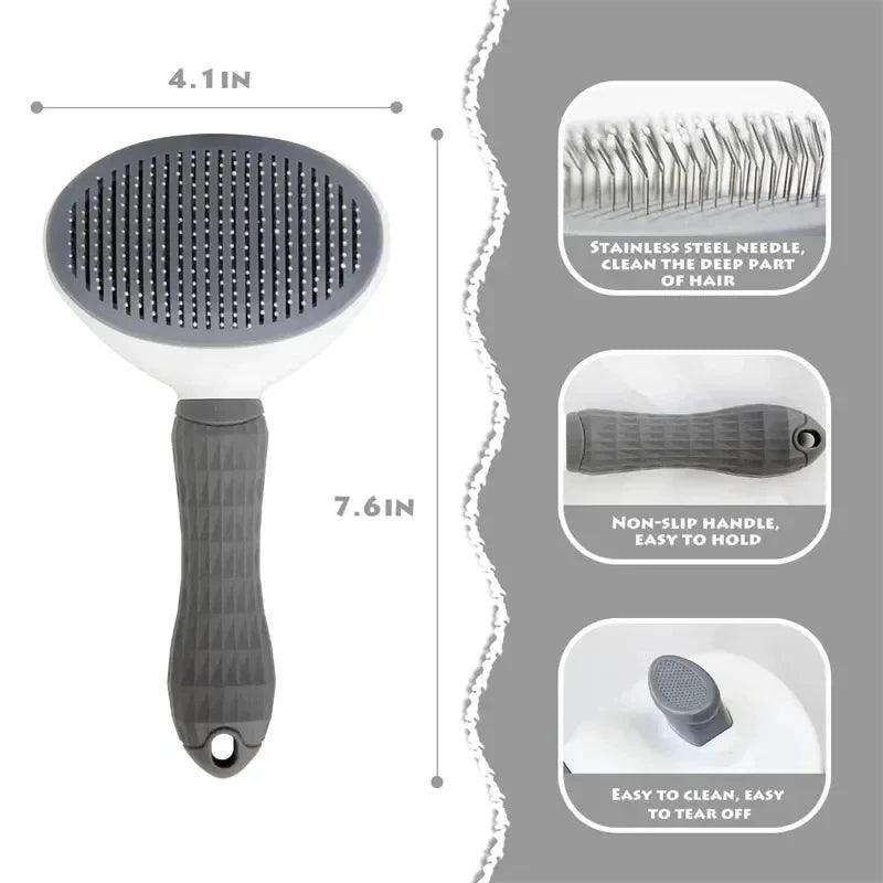 Brosse Autonettoyante pour Chien & Chat – Pelage Doux & Sans Poils 🐾✨