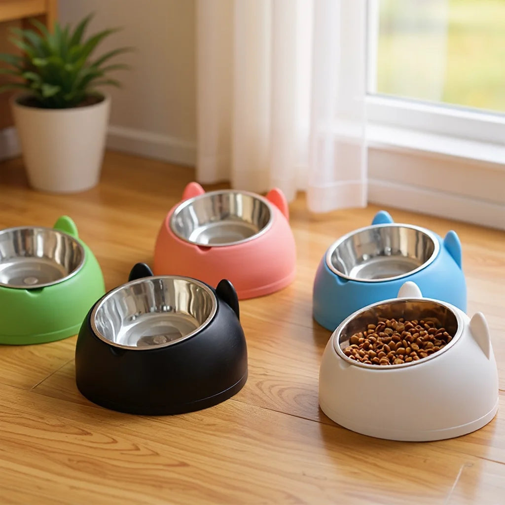 Bol Surélevé Incliné Oreilles Mignonnes – Confort & Protection du Cou 🐱💛