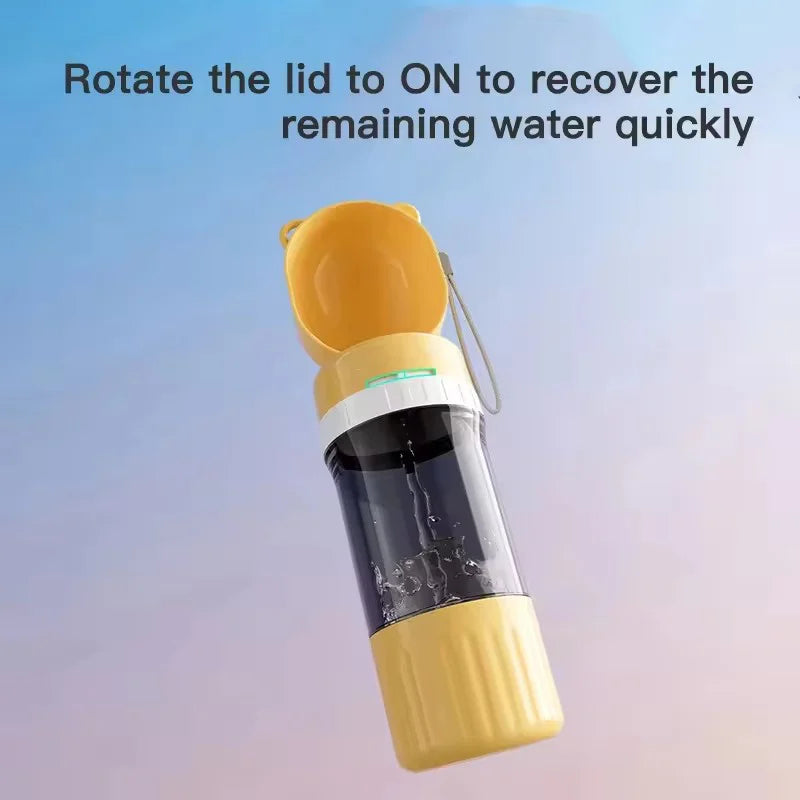 Bouteille 2-en-1 Eau & Nourriture – Hydratation & Repas en Déplacement 🚶‍♂️🐶💛