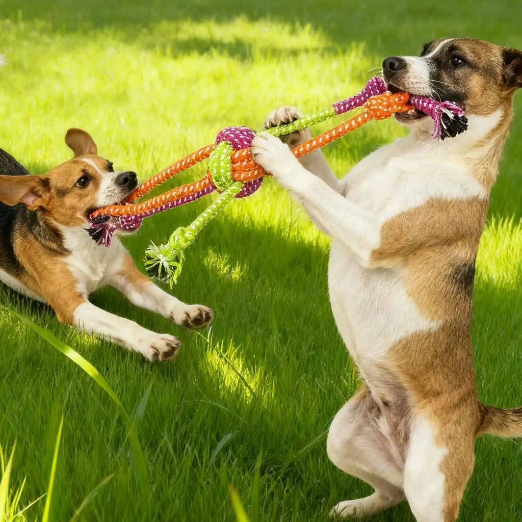 Jouet Corde Nœud Coloré – Anti-Stress & Jeu Résistant 🐶🟢🟠💛