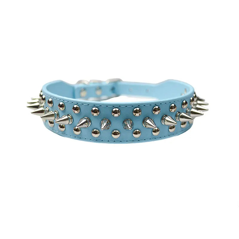 Punk Spiked Leather Collar – Rebel Style & Comfort 🐶💛