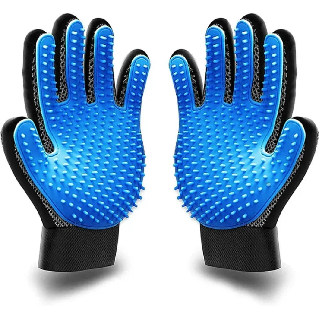 Pet Grooming Kit for Dog Cat Rabbit Fur 2-Sided Grooming Brush Bath Cleaning Glove De-Shedding De-Matting Pet Hair