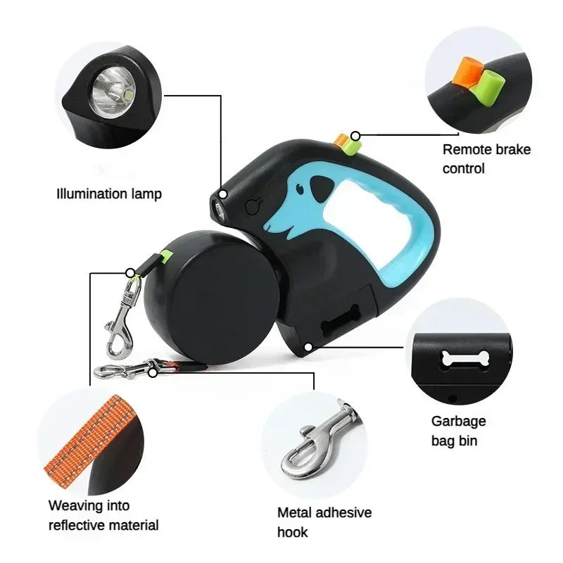 Laisse Double Rétractable 360° pour Deux Chiens