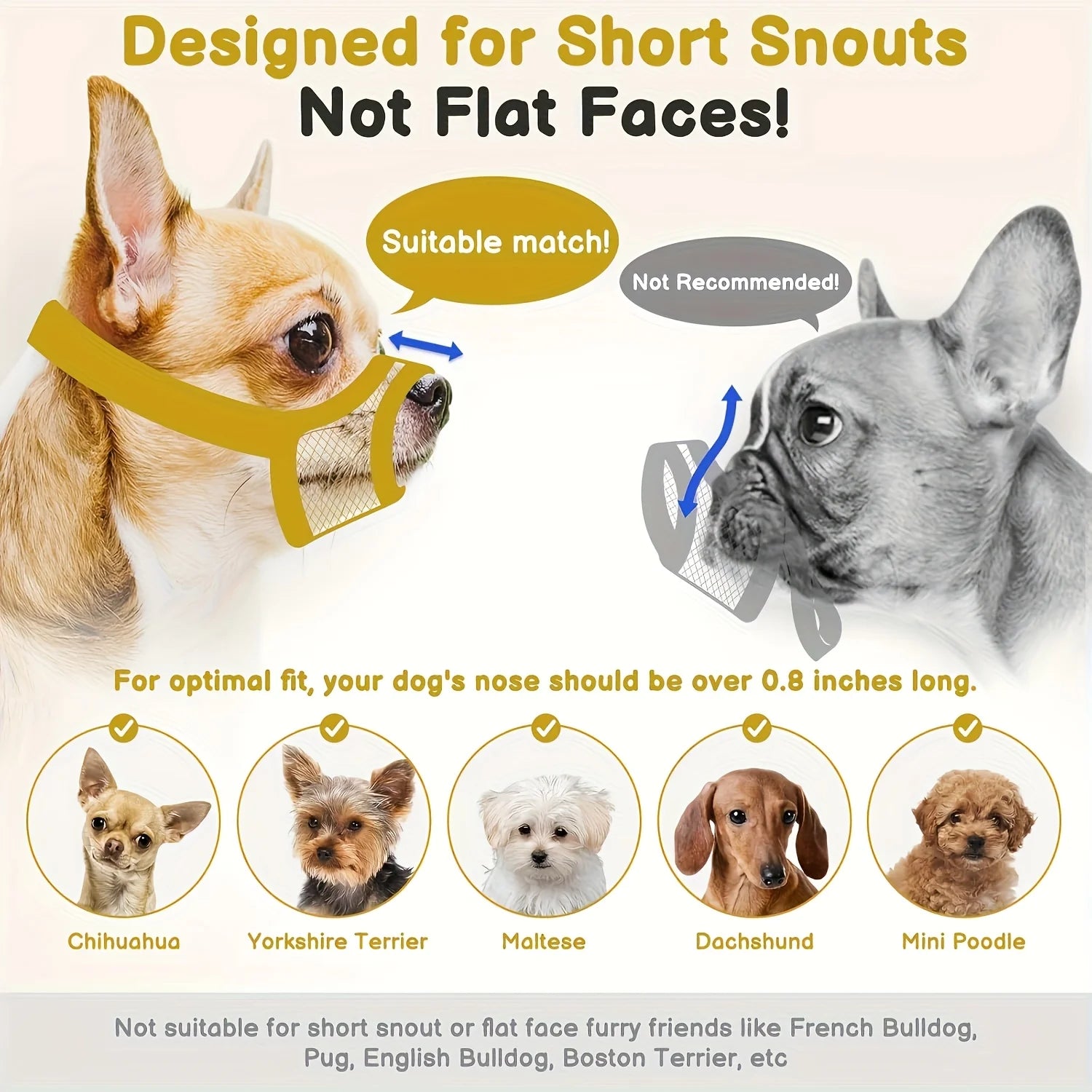 Fabric Anti-Bark Muzzle – Gentle & Lightweight Control 🐶🛑💛