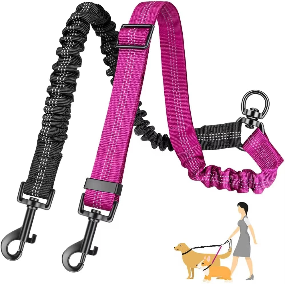 Anti-Shock Double Leash Attachment – Walk 2 Dogs Stress-Free 🐶🐶💛