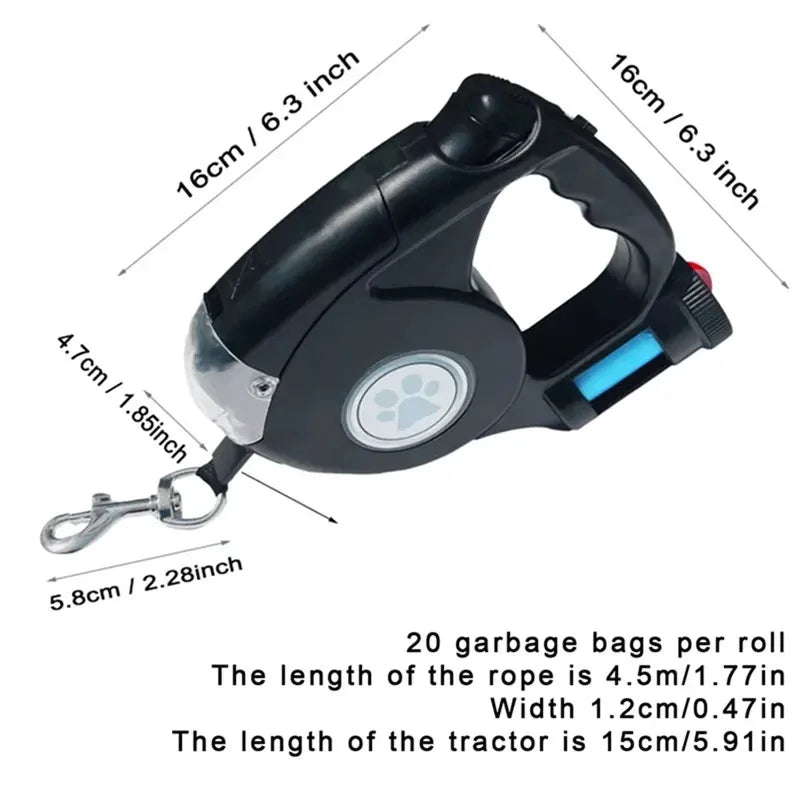 4.5M Retractable Leash with LED & Bag Dispenser – Freedom & Total Control 🐶💡
