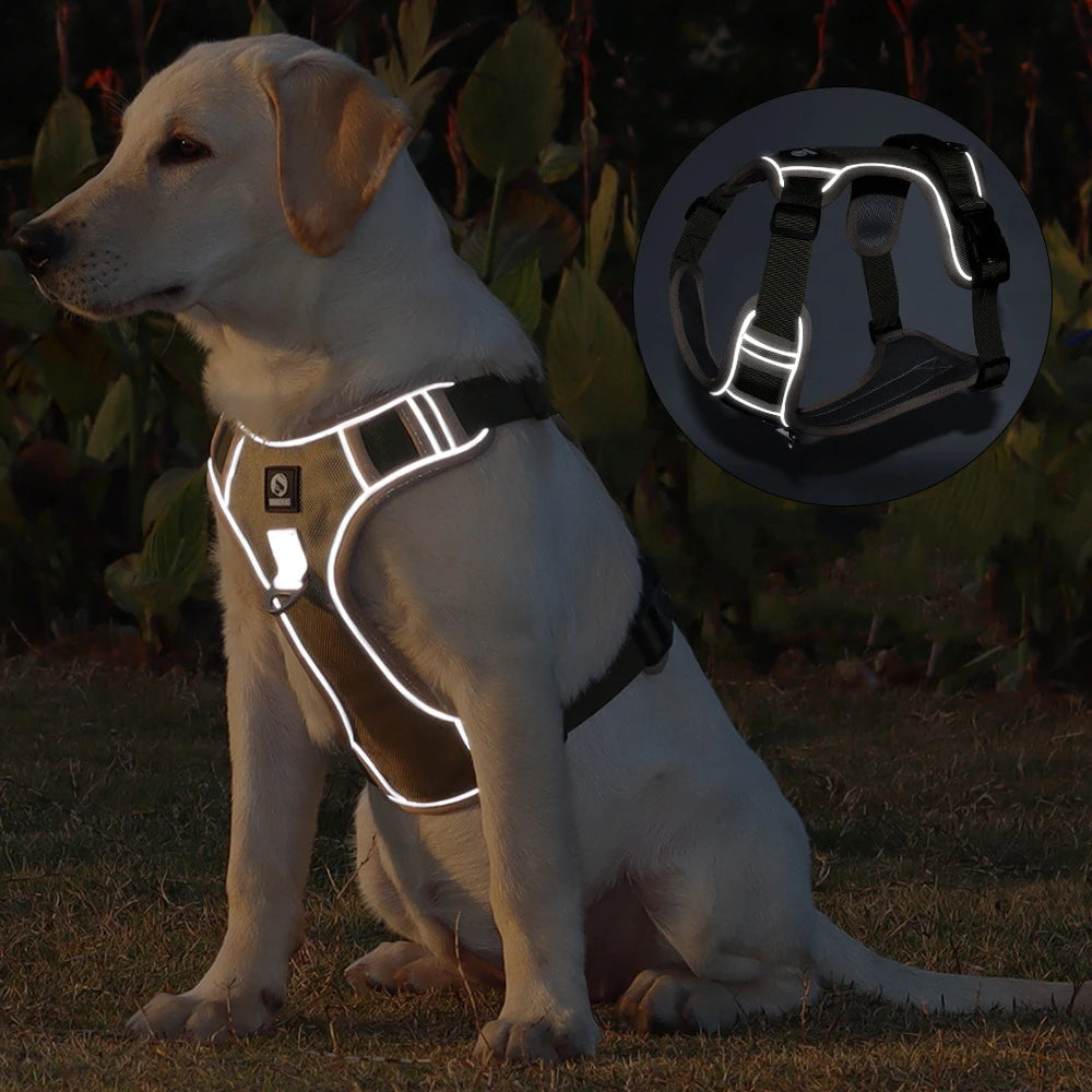 Harnais Réfléchissant Anti-Traction – Contrôle & Sécurité Totale 🐶💛