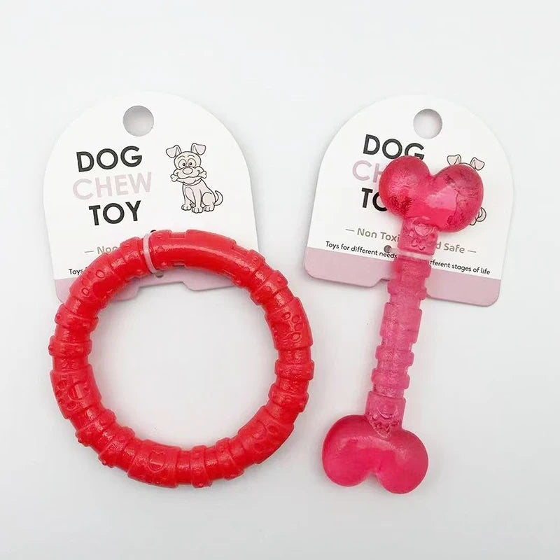Dental Duo Toys – Bone & Anti-Boredom Ring 🦴🔵🐶💛