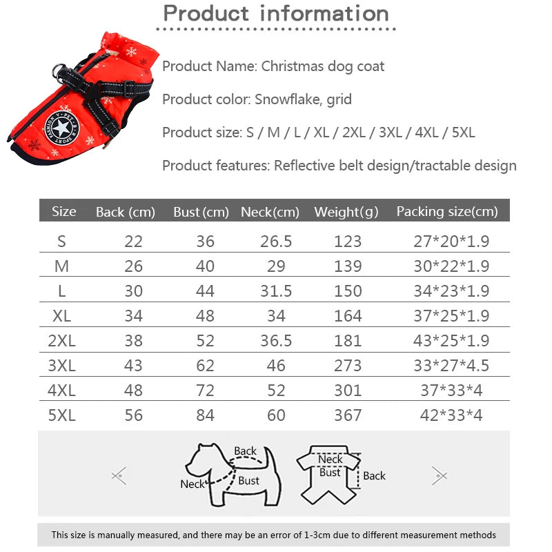 Manteau d’Hiver Imperméable pour Chien – Chaleur & Protection avec Harnais Intégré