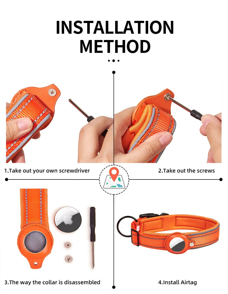 Collier AirTag Sécurisé Réfléchissant – Suivi & Protection Totale 🐶💛