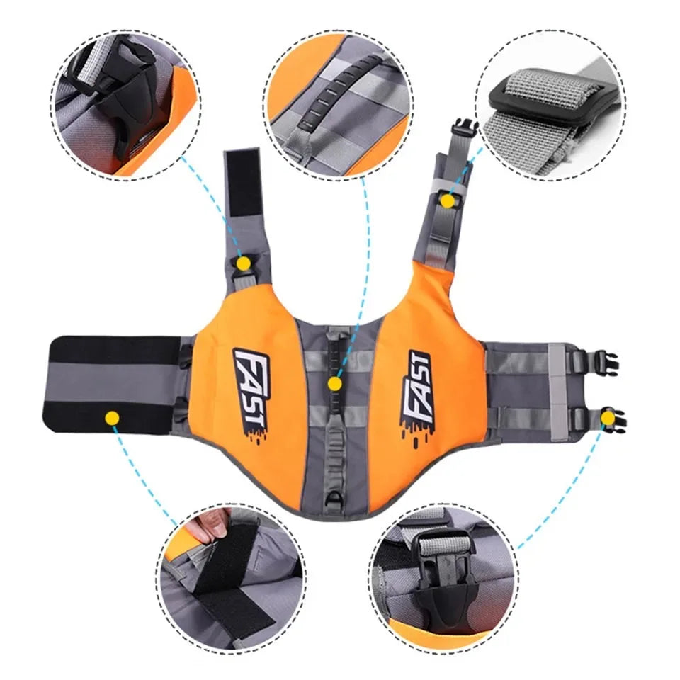 Adjustable & Reflective Life Vest – Aquatic Safety & Style 🐶🌊✨💛