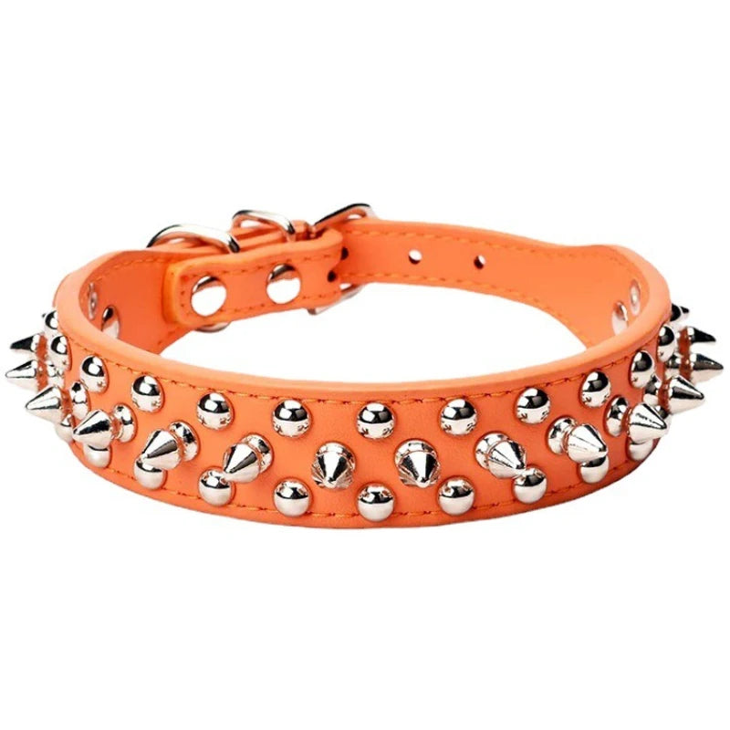 Punk Spiked Leather Collar – Rebel Style & Comfort 🐶💛