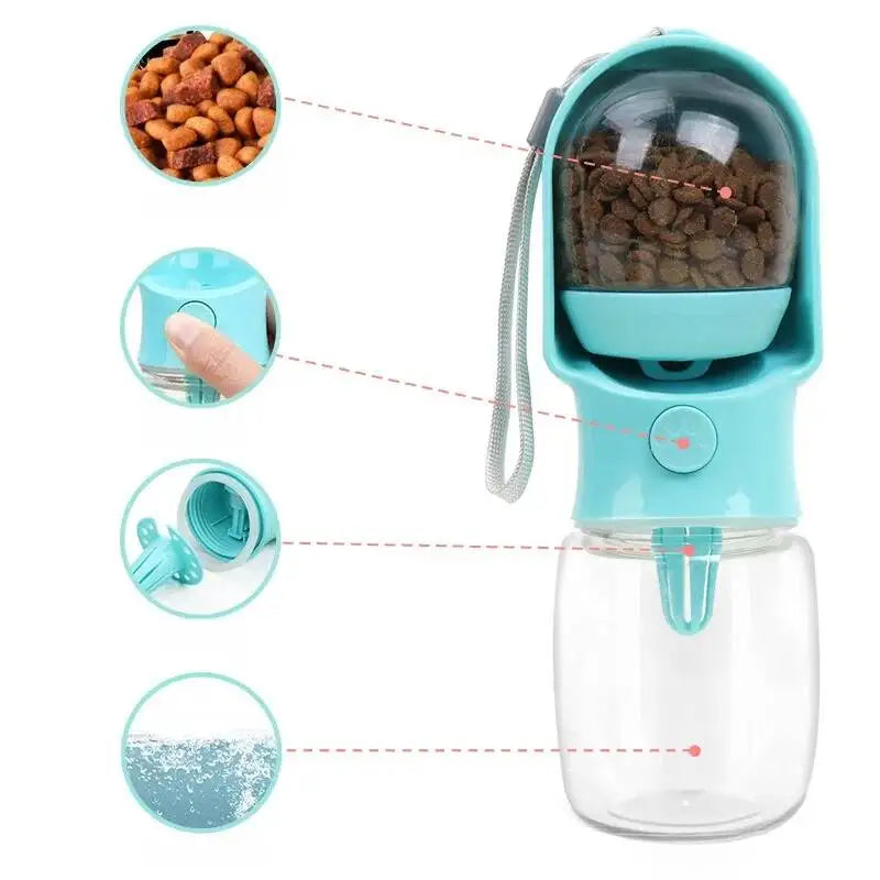 Bouteille 3-en-1 Portable – Eau & Nourriture Sans Fuite 🐶💧