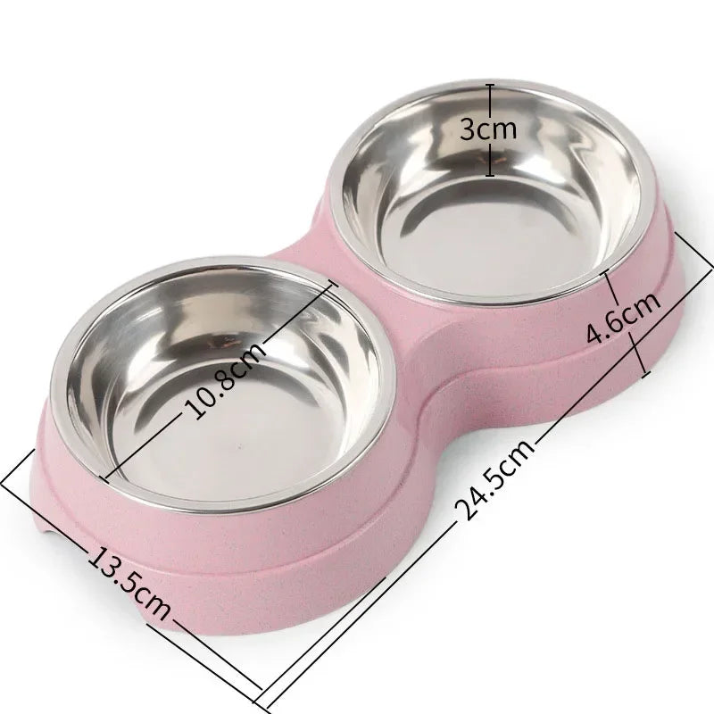 Double Stainless Steel Bowl – Meal & Water with Ease 🥣💧🐶💛