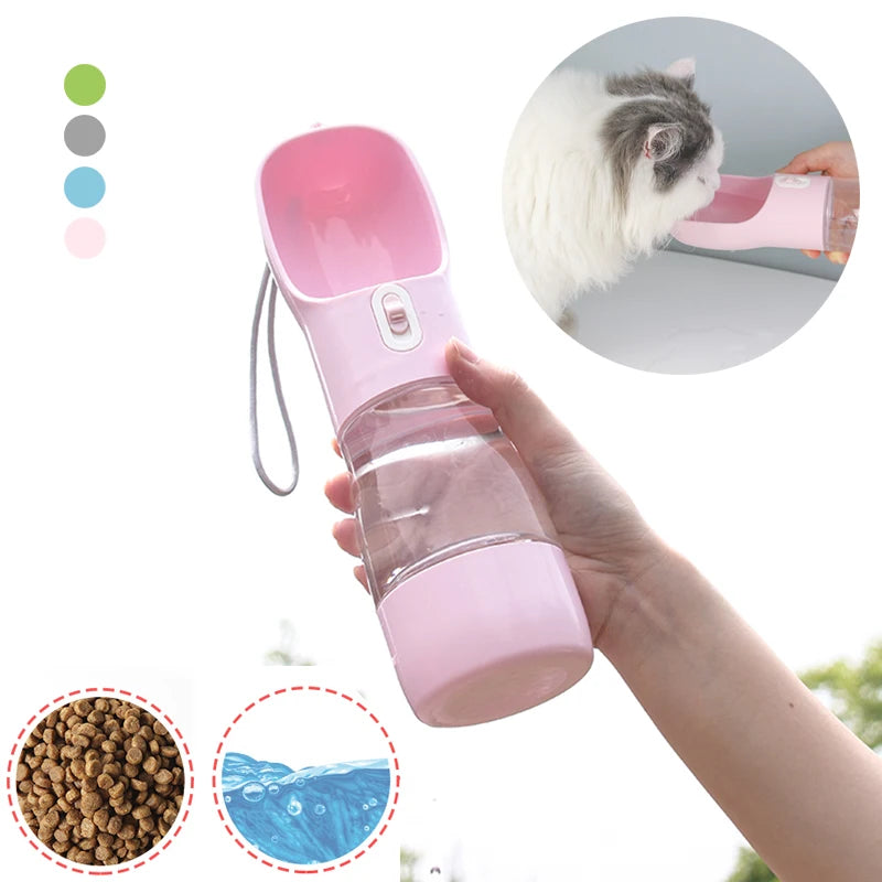 Bouteille 2-en-1 Compacte – Eau & Nourriture Anti-Fuite pour Promenade 🐶💛
