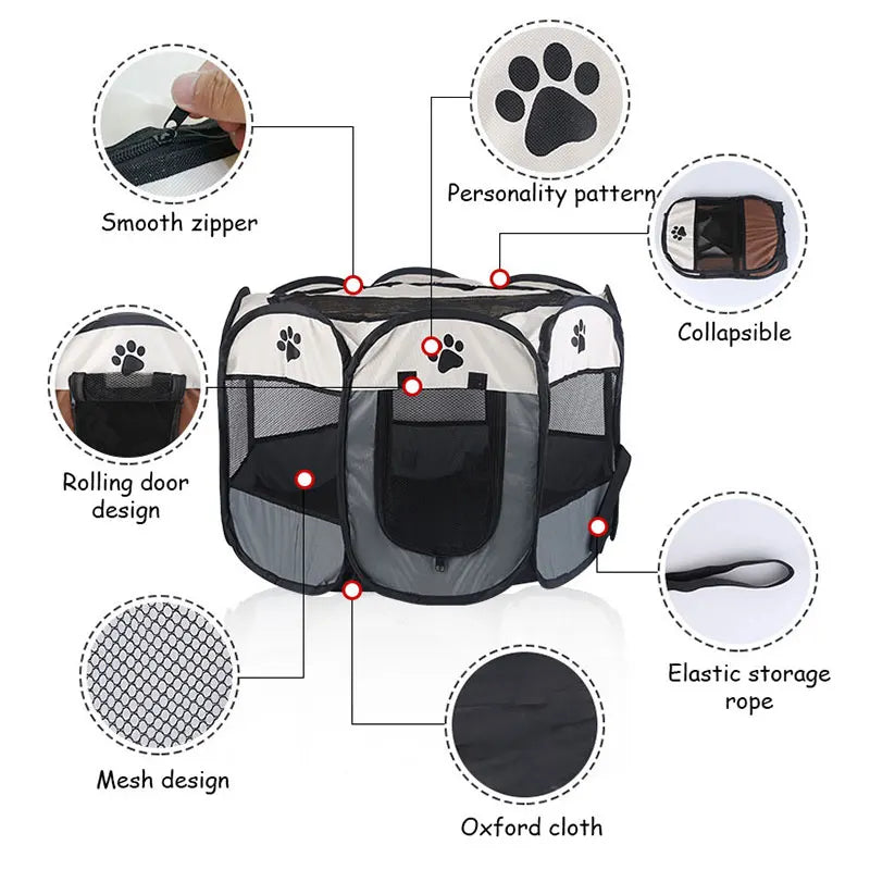 Foldable Tent for Dogs & Cats – Secure Space & Indoor/Outdoor Comfort