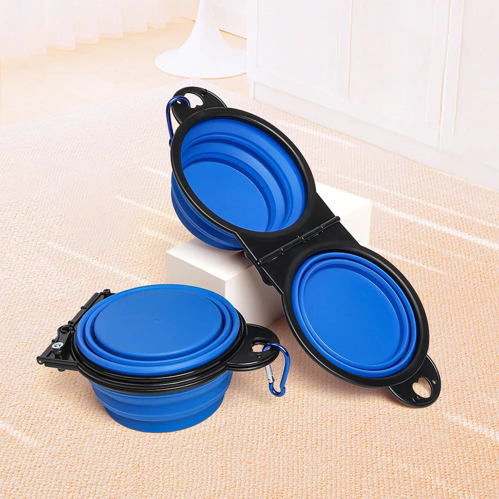 Double Bol Pliable 2-en-1 – Voyage & Praticité Maximale 🥣🐶💛