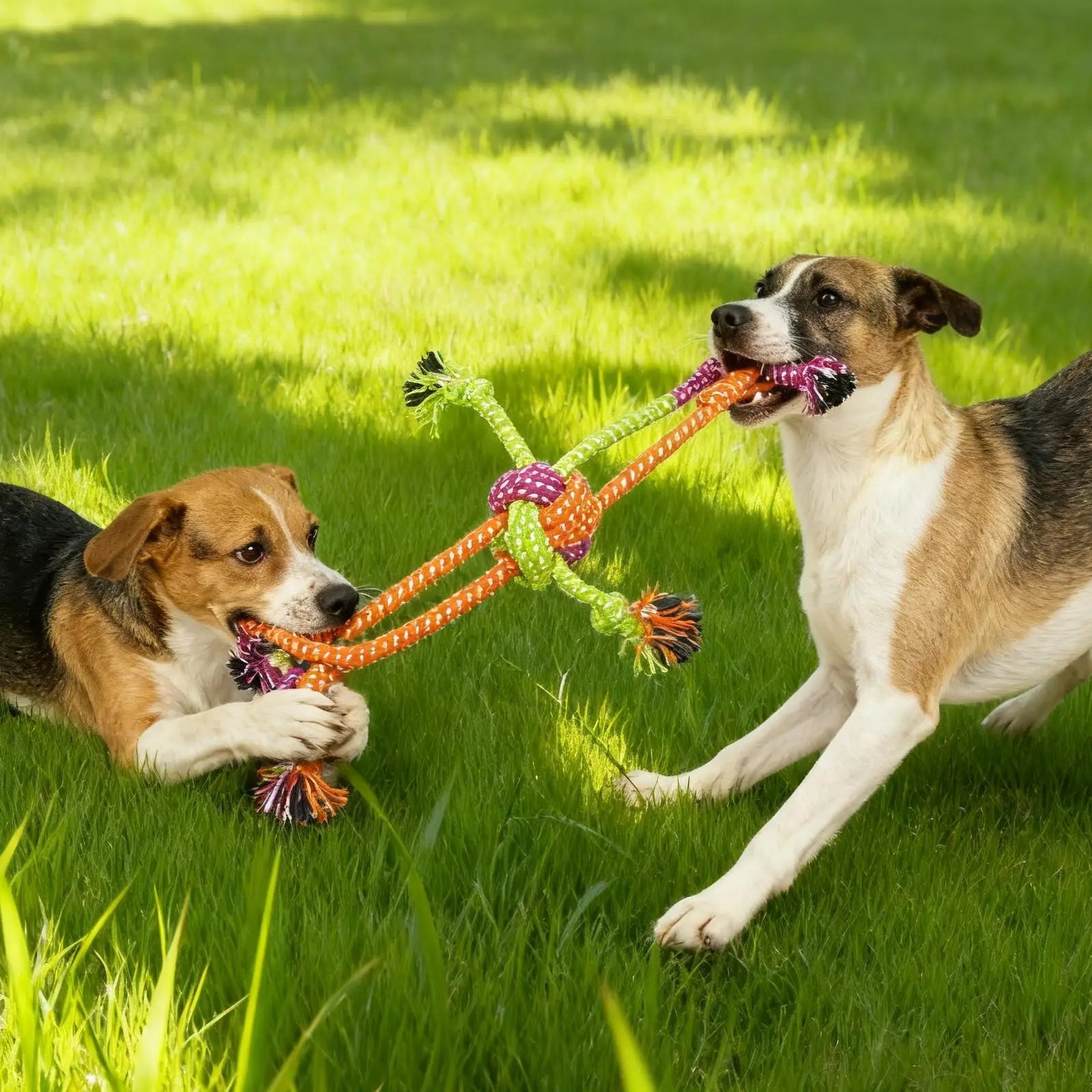 Jouet Corde Nœud Coloré – Anti-Stress & Jeu Résistant 🐶🟢🟠💛