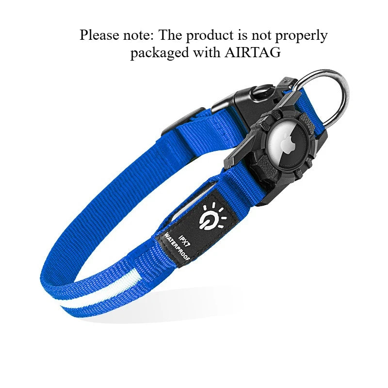Collier LED avec Support AirTag – Sécurité Nocturne & Localisation Facile 🌙📍